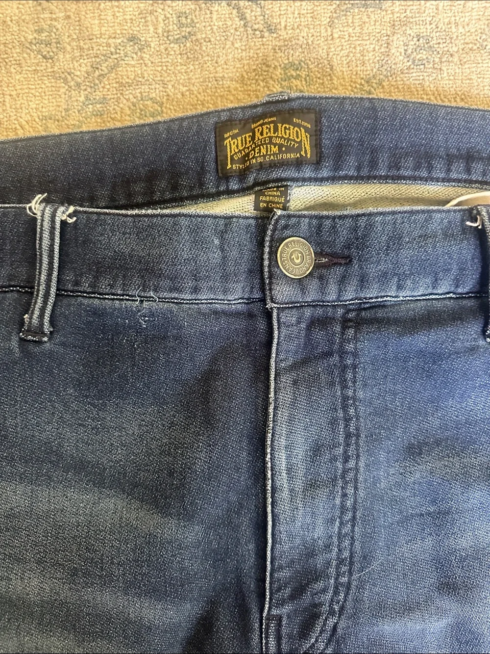 True Religion Men's Dark Blue Slim Denim Joggers Size 42